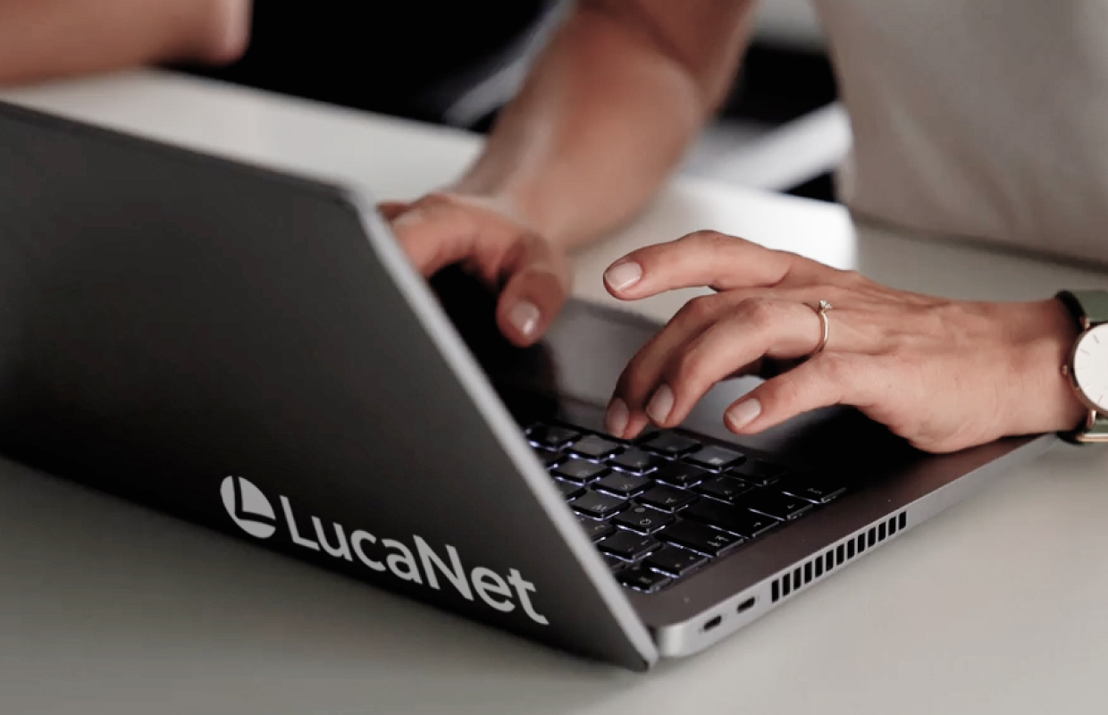 Lucanet logo on laptop